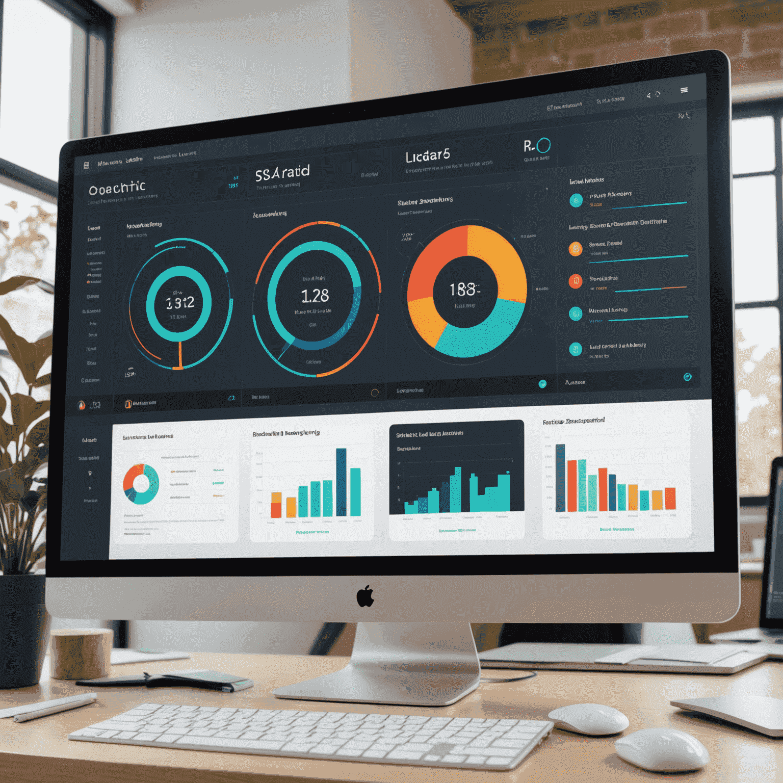 Eine futuristische Darstellung eines personalisierten Lern-Dashboards mit interaktiven Grafiken, die den Lernfortschritt, Stärken und Verbesserungspotenziale eines Studenten visualisieren. Im Hintergrund sind abstrakte Datenströme zu sehen.